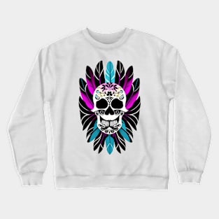 skull with feathers Crewneck Sweatshirt